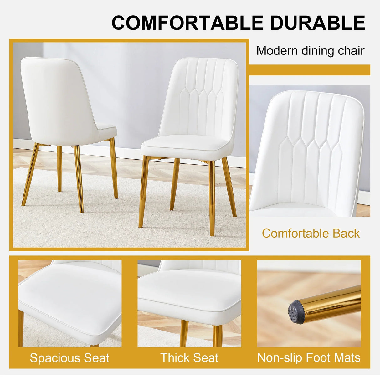 4 Modern Dining Chairs - White - Furniture Home Direct