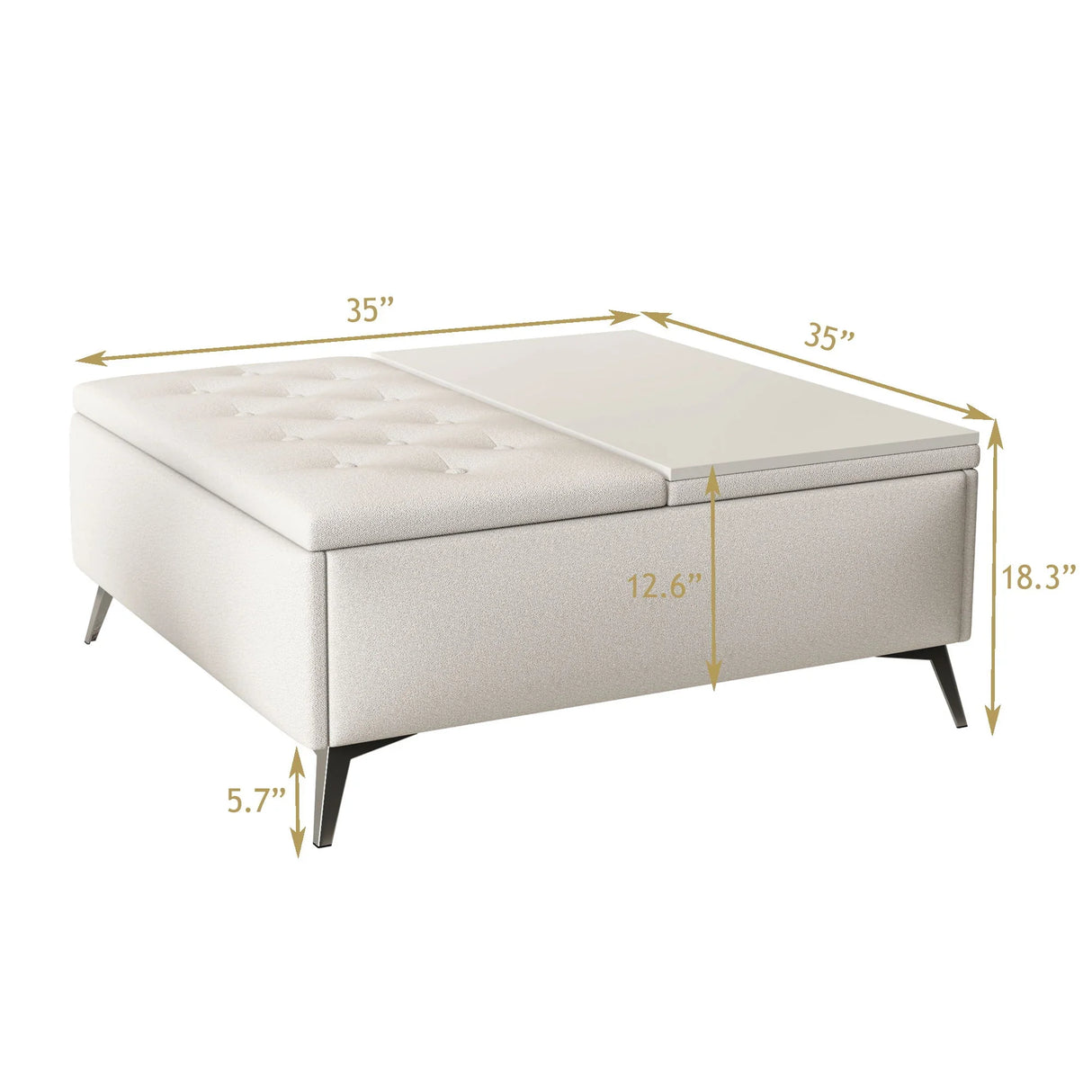 Modern Square Storage Ottoman Coffee Table With Lift-Top Design - Furniture Home Direct