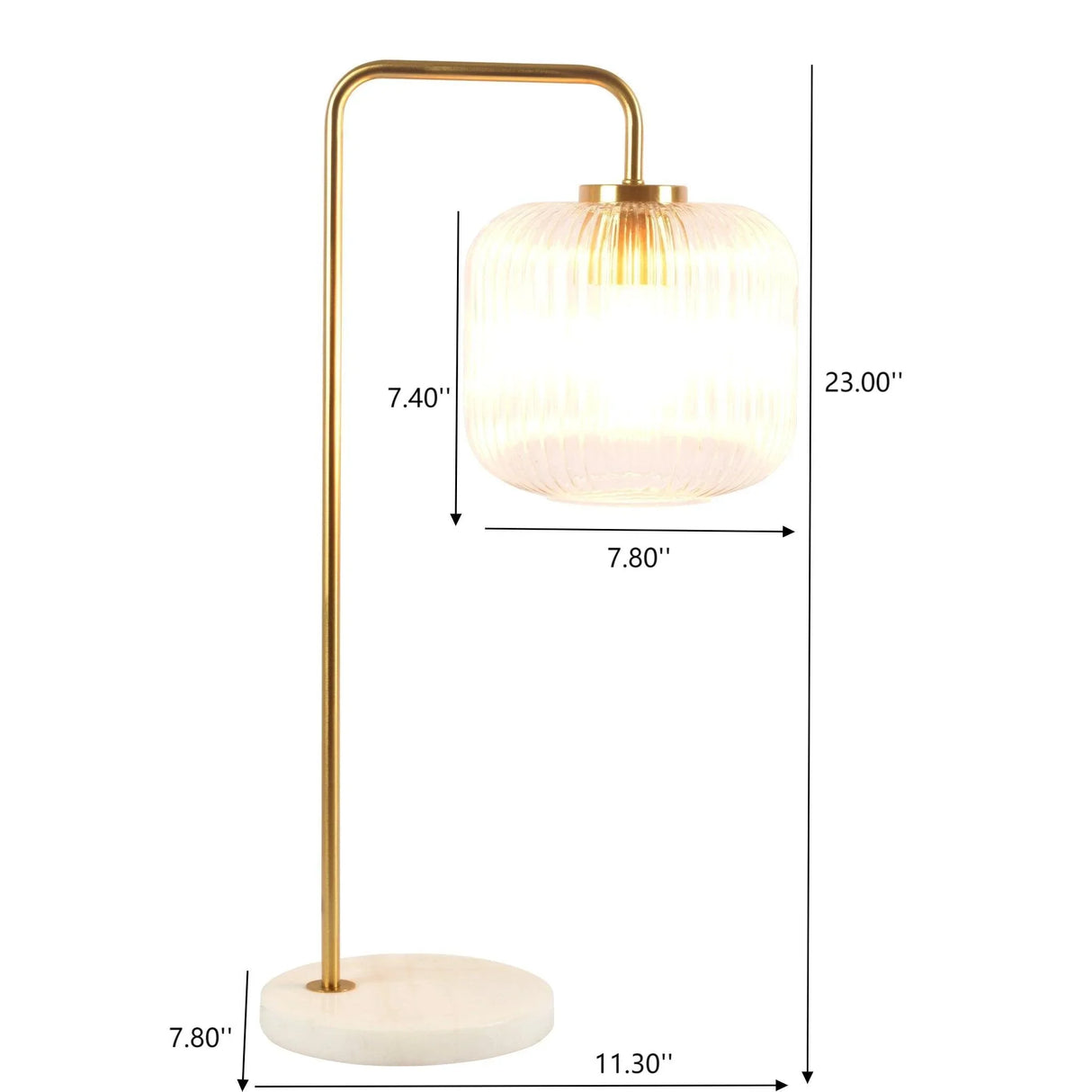 Haven - Clear Table Lamp, Button Control - Gold / White / White Marble - Furniture Home Direct