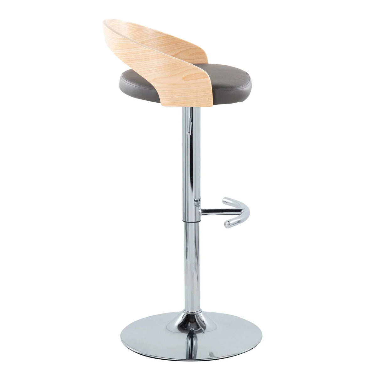 Grotto - Contemporary Adjustable Barstool, Swivel With Rounded T Footrest (Set of 2) - Furniture Home Direct