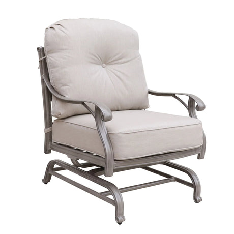 Cast Aluminum Club Motion Chair With Cushion (Set of 2) - Gray - Furniture Home Direct