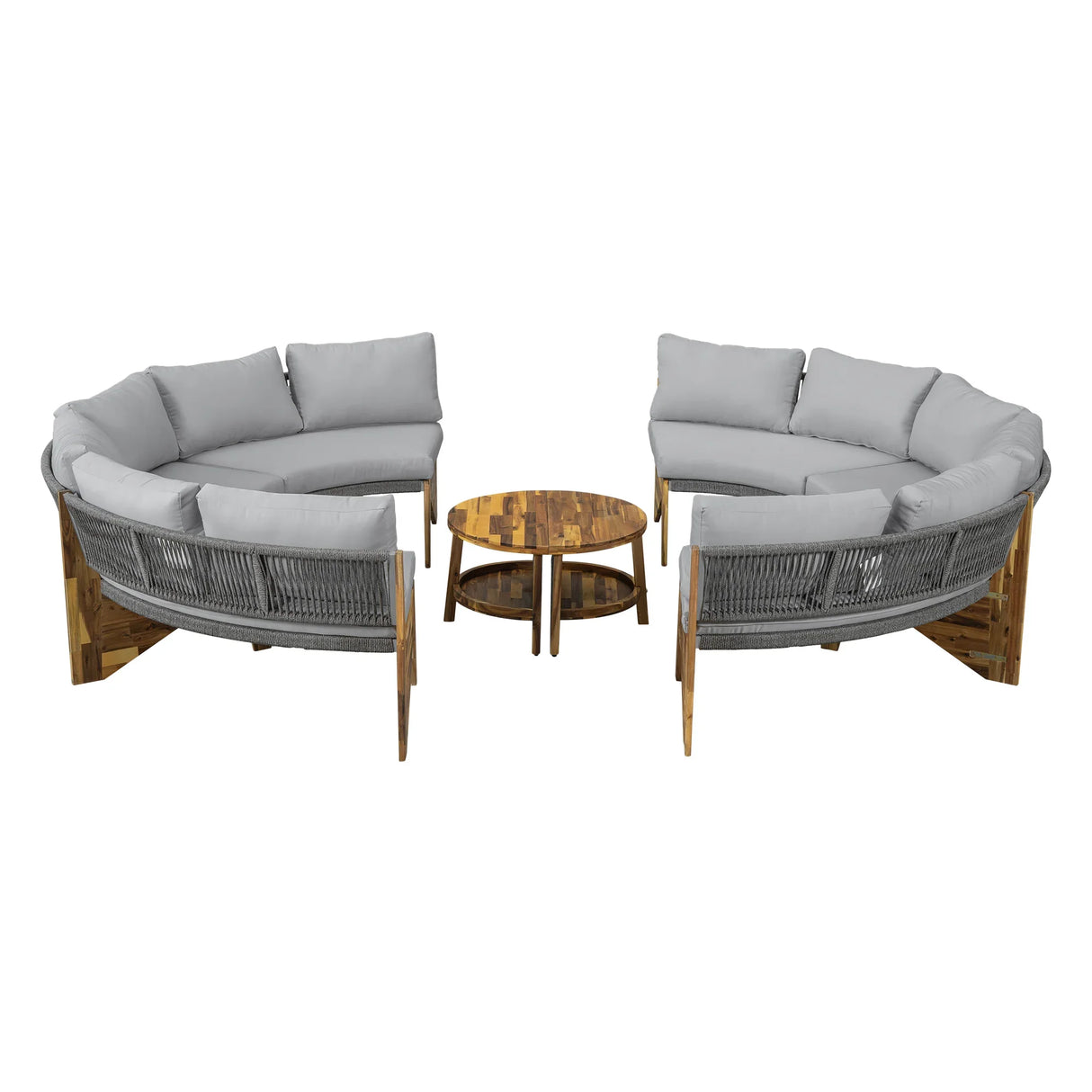 6 - Person Outdoor Sectional with Cushions and Coffee Table - Furniture Home Direct