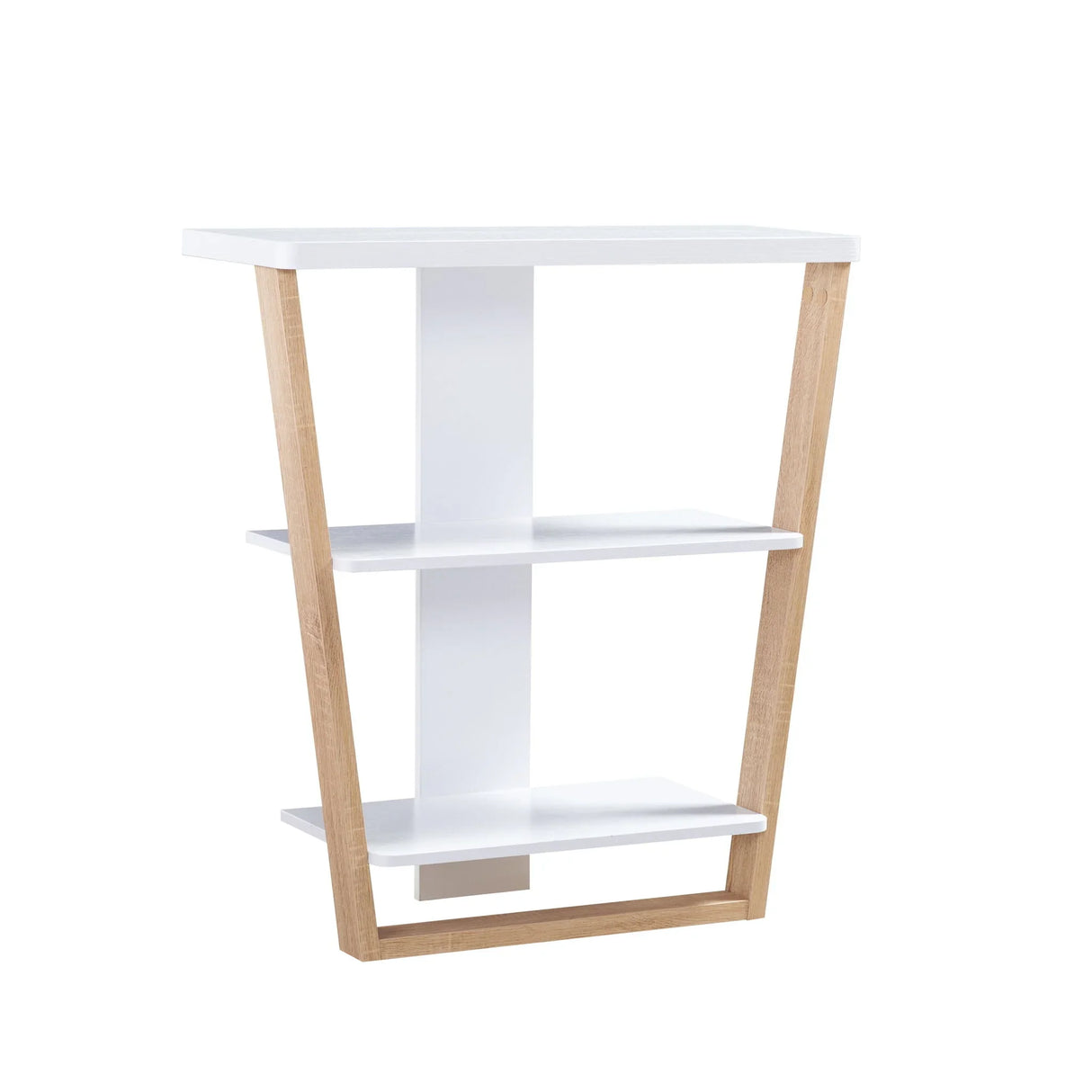 Contemporary Console Table With Three Open Shelves - White / Light Brown - Furniture Home Direct