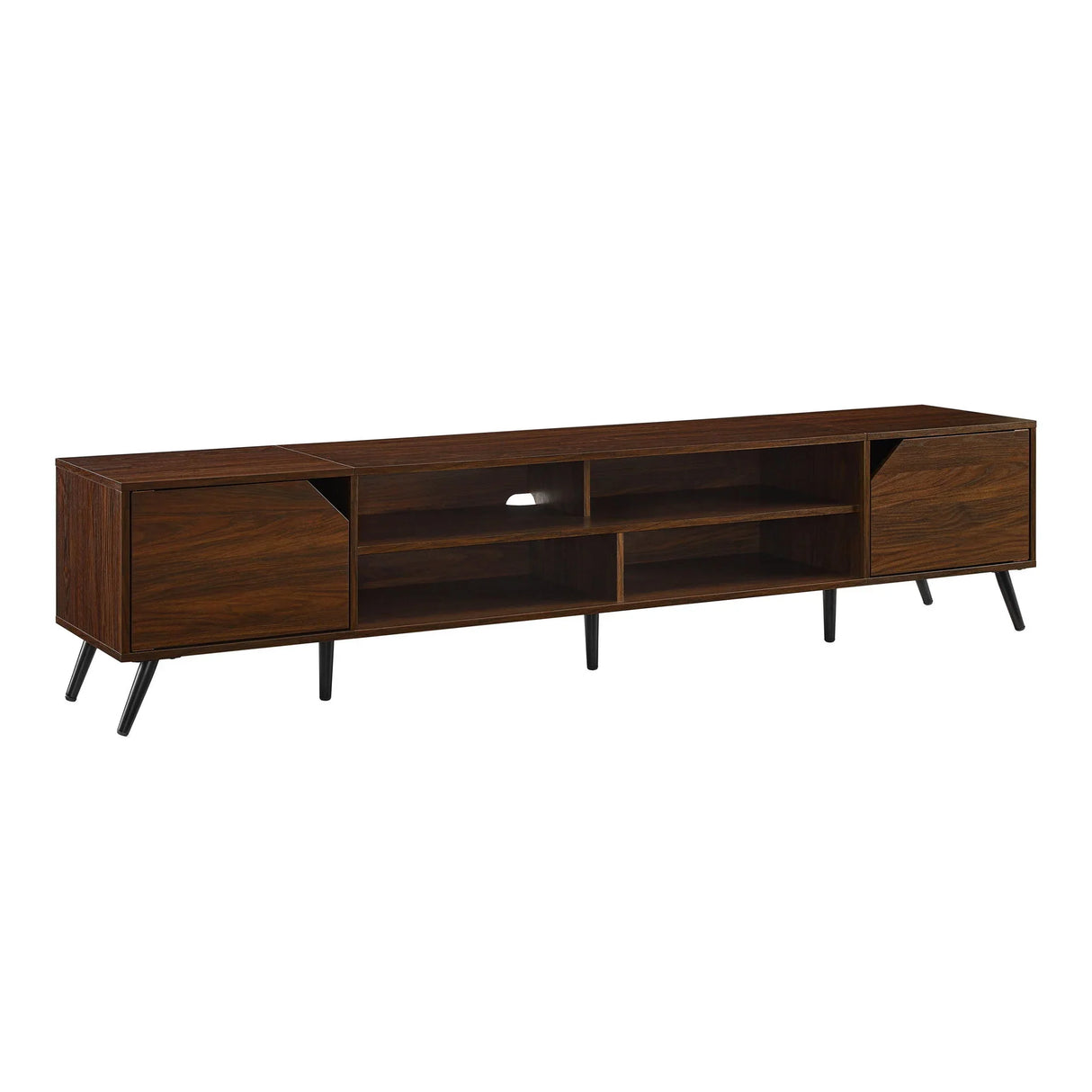 Contemporary 2 Door Minimalist TV Stand For TVs Up To 90" - Dark Walnut - Furniture Home Direct