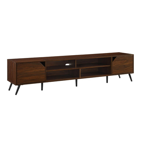 Contemporary 2 Door Minimalist TV Stand For TVs Up To 90" - Dark Walnut - Furniture Home Direct