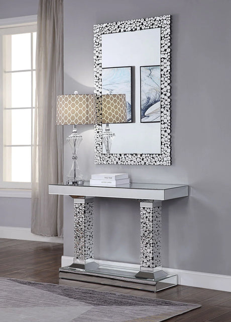 Lachina - Glam Mirrored Faux Gems Console Table - Silver - Furniture Home Direct