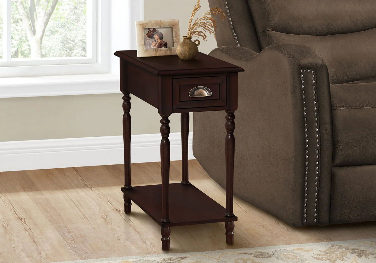 Accent Side Table, 2 Tier, Storage Drawer, Stylish Traditional Design - Furniture Home Direct