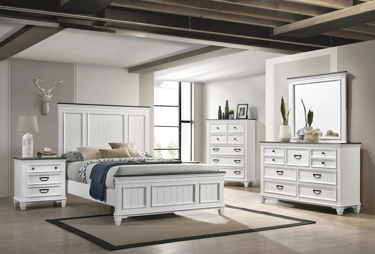 Bedroom Set Queen Bed Dresser Nightstand Antique White - Furniture Home Direct