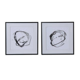 Modern Abstract Wall Art, Square Framed Wall Art (Set of 2) - Black - Furniture Home Direct