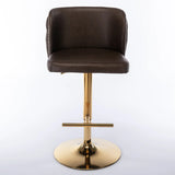 Bar Stools Swivel Tufted Faux Leather Set of 2 Brown - Furniture Home Direct