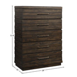 Indutrial Farmhouse 5 Drawer Chest - Brown - Furniture Home Direct