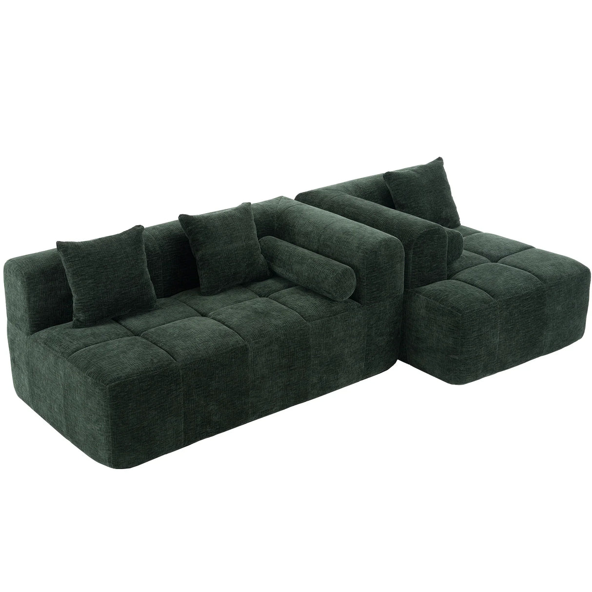 Sectional Sofa Modular Tufted Chenille Upholstery Green - Furniture Home Direct