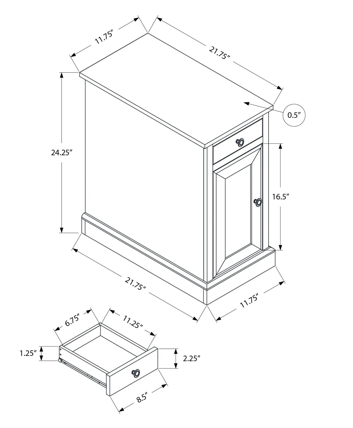 Accent End Table, Storage Drawer, Versatile Design - Espresso - Furniture Home Direct