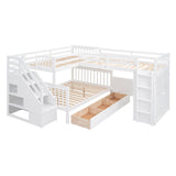 L Shaped Bunk Bed With 3 Drawers, Portable Desk And Wardrobe - Furniture Home Direct