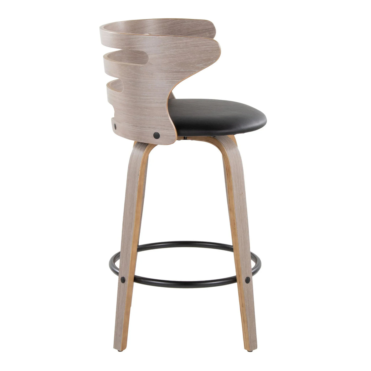 Cosini - Mid Century Modern Fixed Height Barstool With Swivel And Round Footrest (Set of 2) - Furniture Home Direct