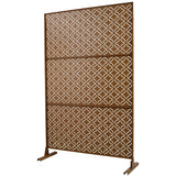 Freestanding Decorative Privacy Screen For Deck Balcony Patio, Metal Privacy - Brown - Furniture Home Direct