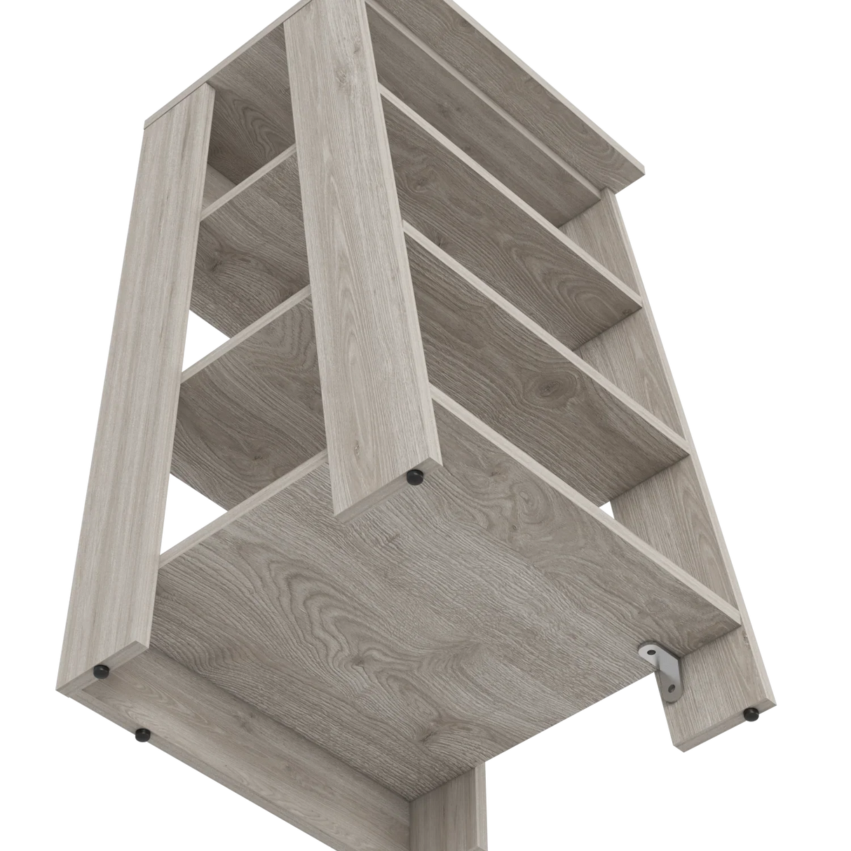 Ladder Bookcase Modern Four-Tier Wood Shelving Light Gray - Furniture Home Direct