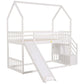 Twin Over Twin House Bunk Bed With Convertible Slide, Storage Staircase - Furniture Home Direct