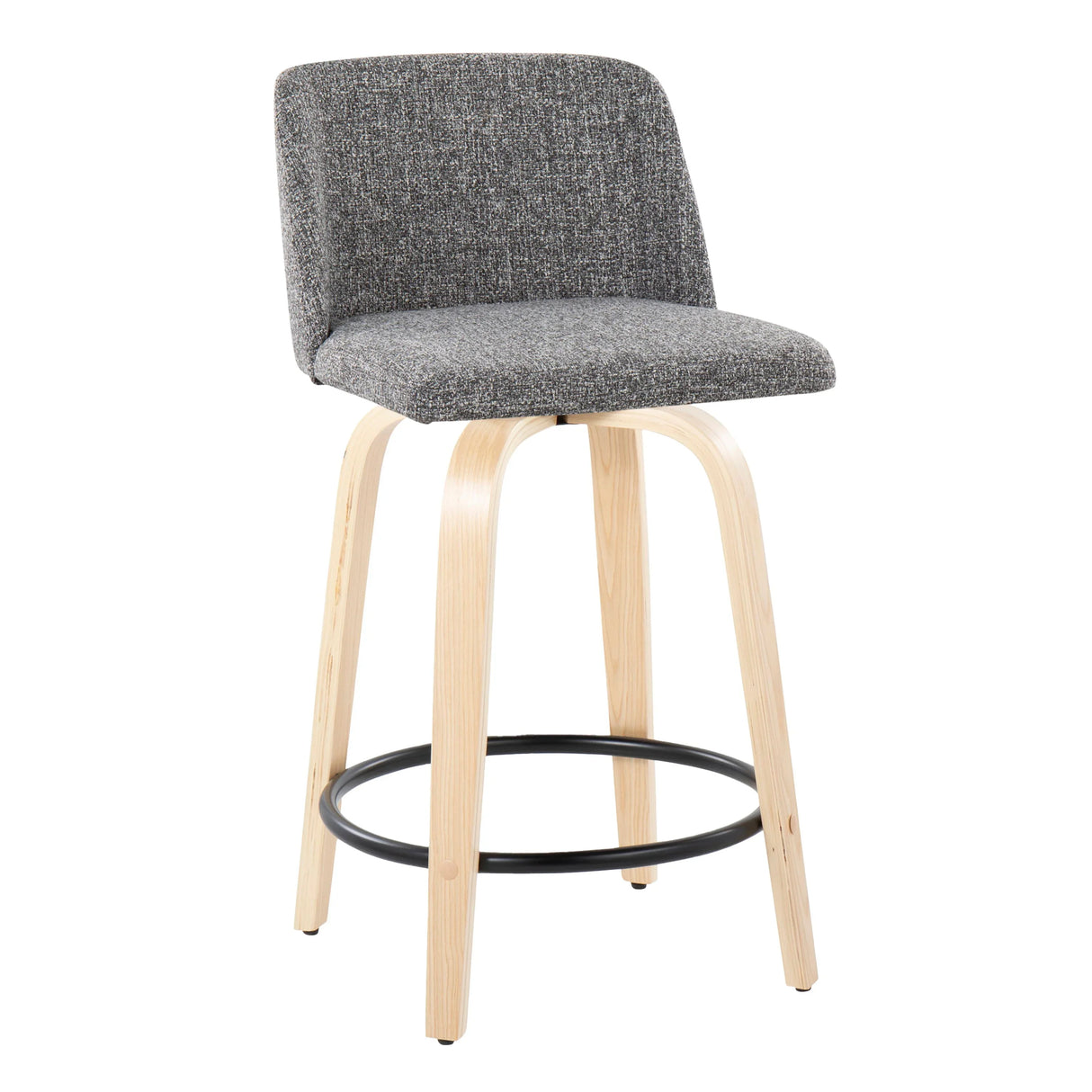 Toriano - Contemporary, Fixed Height Counter Stool With Swivel And Round Footrest (Set of 2) - Furniture Home Direct