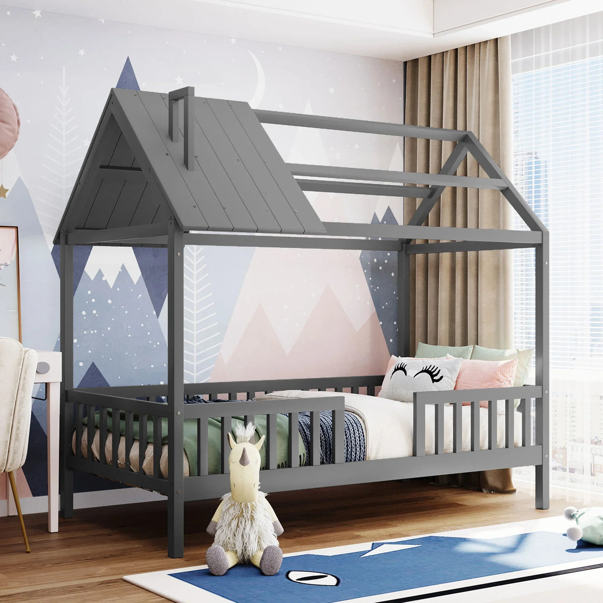 House Bed With Fence - Furniture Home Direct