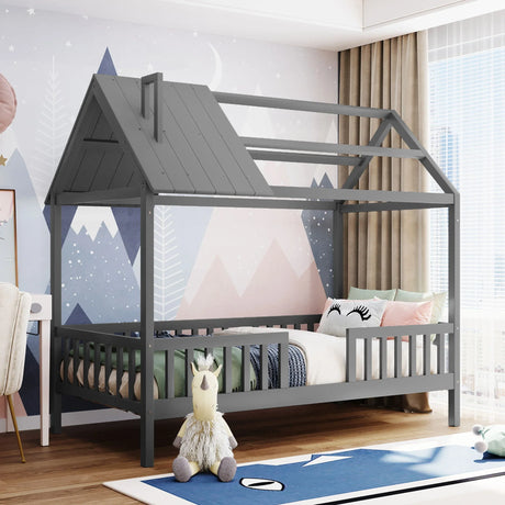 House Bed With Fence - Furniture Home Direct