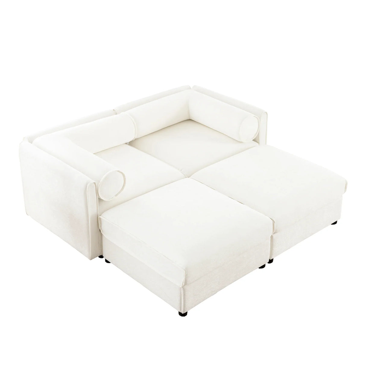 Chenille Loveseat with 2 Ottomans - Furniture Home Direct