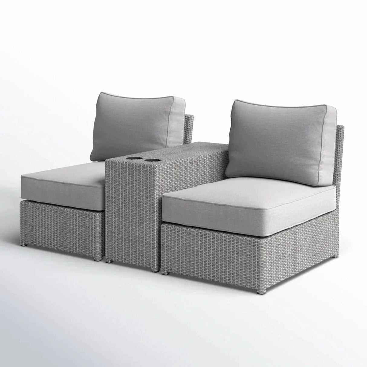 2 Person Wicker Conversation Set With Cushions, Weather Resistant - Furniture Home Direct