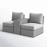 2 Person Wicker Conversation Set With Cushions, Weather Resistant - Furniture Home Direct