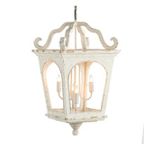 4 Light Wood Chandelier, Hanging Light Fixture With Adjustable Chain For Kitchen, Bulb Not Included - Cream White - Furniture Home Direct