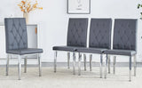 Dining Chairs Tufted Back Chrome Legs Charcoal Gray - Furniture Home Direct