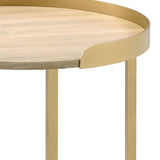 Mithea - End Table - Oak / Gold - Furniture Home Direct