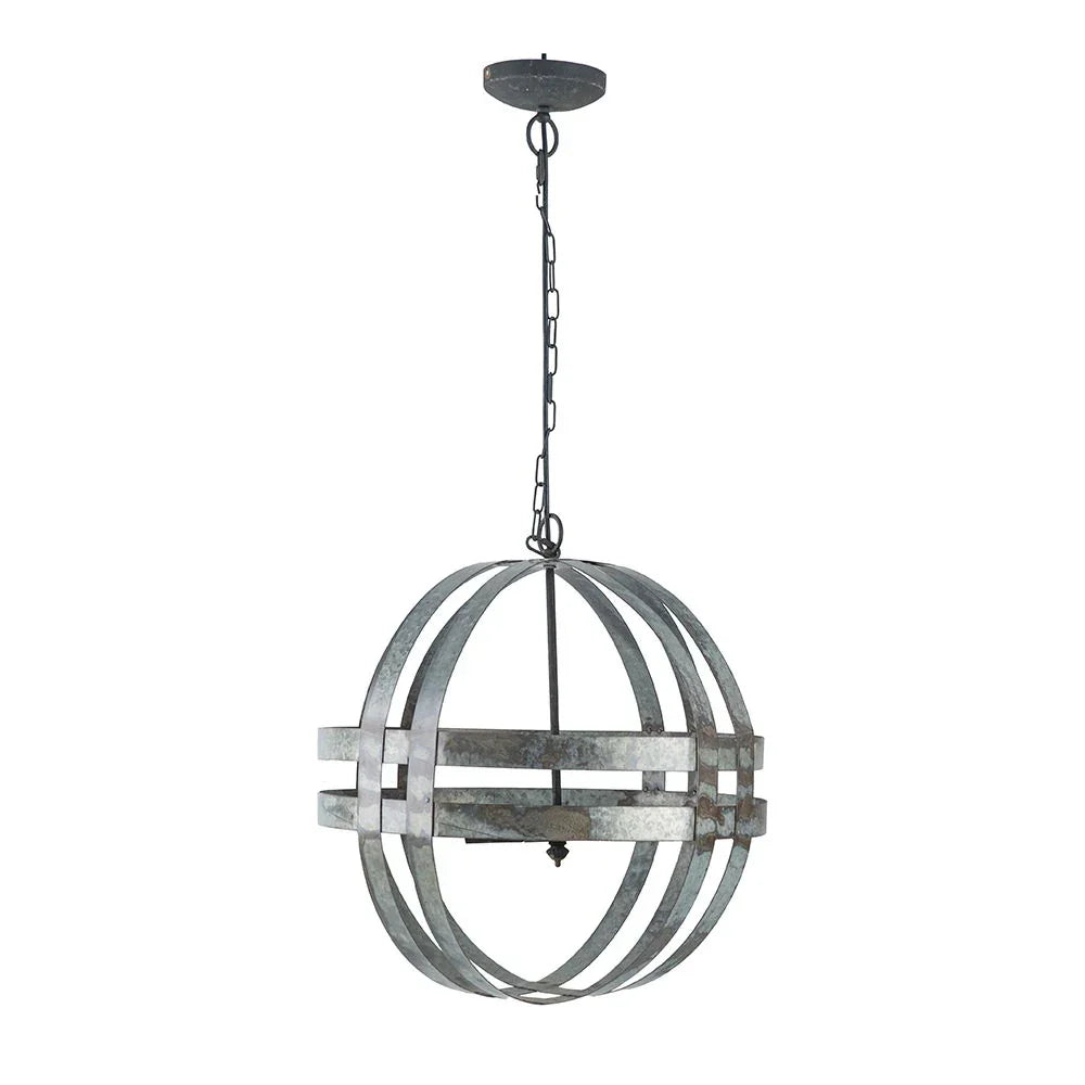 4 Light Galvanized Chandelier, Hanging Light Fixture With Adjustable Chain For Kitchen, Bulb Not Included - Gray - Furniture Home Direct
