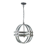 4 Light Galvanized Chandelier, Hanging Light Fixture With Adjustable Chain For Kitchen, Bulb Not Included - Gray - Furniture Home Direct