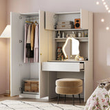 2 Door Storage Vanity Wardrobe For Bedroom With Makeup Mirror And Drawers - White - Furniture Home Direct