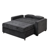 66.5" Upholstered Loveseat With Pull Out Bed, Two Throw Pillows, Dual USB Charging Port and Adjustable Backrest - Black - Furniture Home Direct