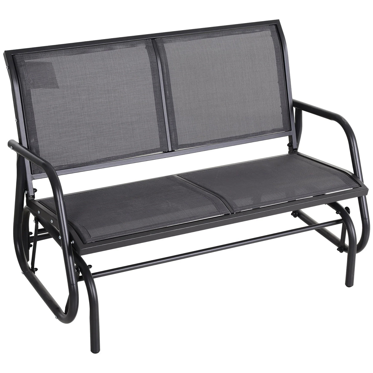 Outsunny - 2 Person Outdoor Glider Bench, Patio Double Swing Rocking Chair Loveseat With Powder Coated Steel Frame For Backyard Garden Porch - Gray - Furniture Home Direct