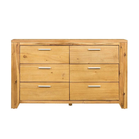 6 Drawer Dresser - Natural Wood / Brown - Furniture Home Direct
