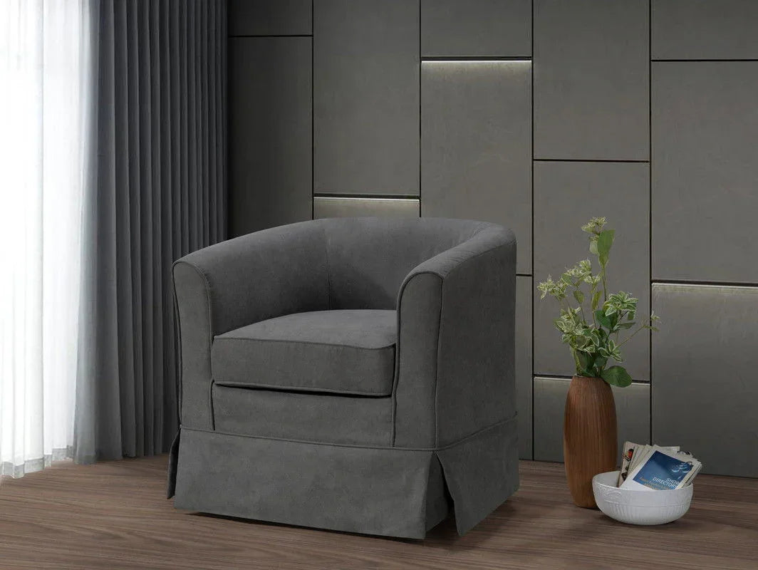 Tucker - Woven Fabric Swivel Barrel Chair - Furniture Home Direct