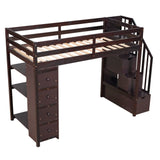 Loft Bed With Storage Drawers And Stairs With Shelves - Furniture Home Direct