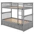 Twin Over Twin Bunk Bed With Drawers, Convertible Beds - Furniture Home Direct