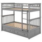 Twin Over Twin Bunk Bed With Drawers, Convertible Beds - Furniture Home Direct