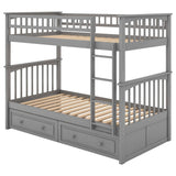 Twin Over Twin Bunk Bed With Drawers, Convertible Beds - Furniture Home Direct