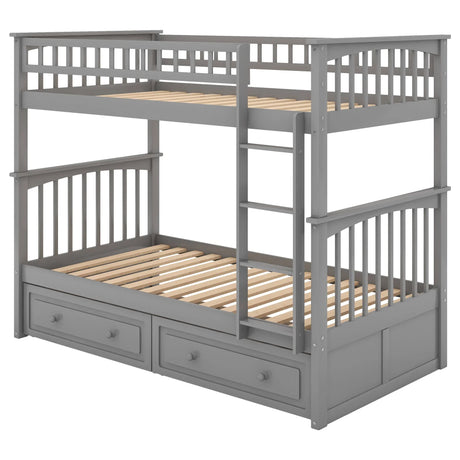 Twin Over Twin Bunk Bed With Drawers, Convertible Beds - Furniture Home Direct