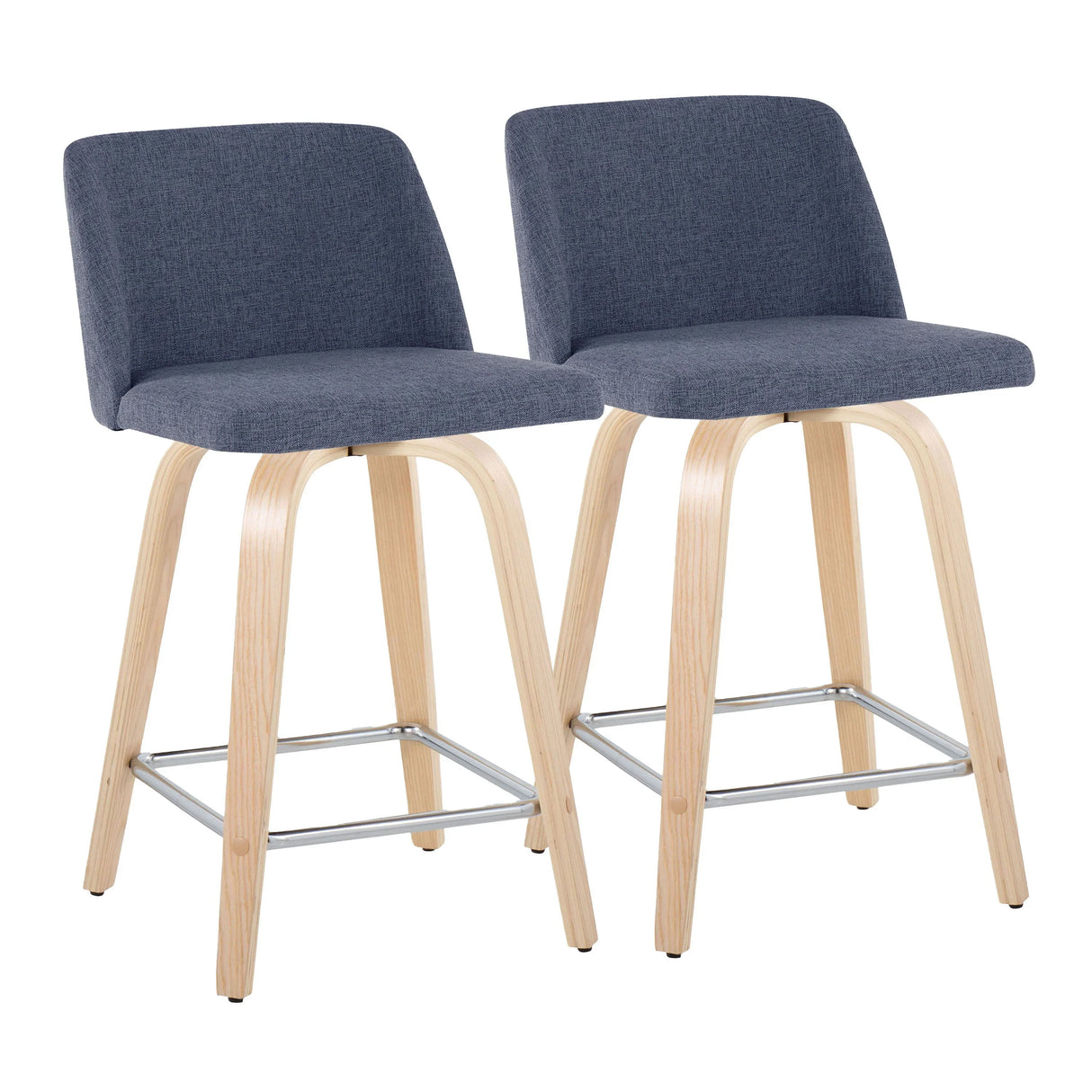 Toriano - Contemporary Fixed Height Counter Stool With Swivel With Square Footrest (Set of 2) - Furniture Home Direct