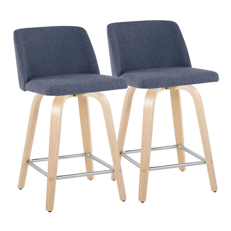 Toriano - Contemporary Fixed Height Counter Stool With Swivel With Square Footrest (Set of 2) - Furniture Home Direct