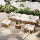 Outdoor Patio Furniture, All-Weather Rattan Sectional Sofa Set With Thick Cushions And Pillows, Freely Combined Conversation Sets For Garden, Backyard, Balcony - Furniture Home Direct