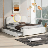 Queen Bed Upholstered Platform With Storage Drawers White - Furniture Home Direct