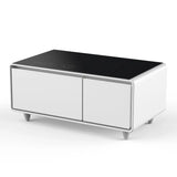 Modern Smart Coffee Table With Built-In Fridge - Bluetooth Speaker, Wireless Charging, Touch Control Panel, USB Interface, Outlet Protection, Atmosphere Light - Furniture Home Direct