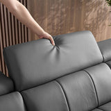 Genuine Leather Power Sectional with USB Port - Gray - Furniture Home Direct