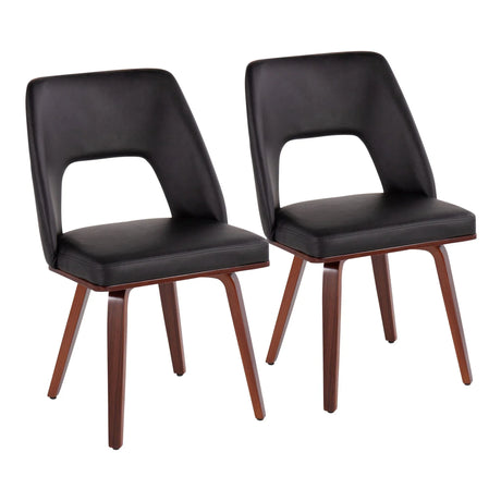 Triad - Mid-Century Modern Upholstered Chair (Set of 2) - Walnut / Black - Furniture Home Direct